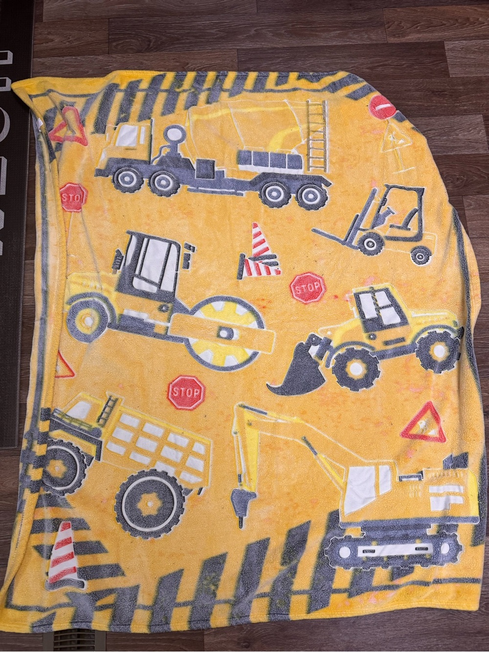 Construction Vehicles Kids Blanket - Yellow